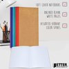 Better Office Products Kraft Notebooks, Colored Spines, 8.3in.x5.5in. A5 Size, 60 Blank White Pages, 80gsm, Soft Cvr, 20PK 25031